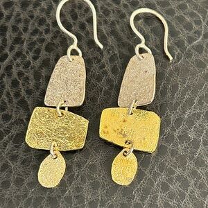 Silpada Three Tiered Geometric Earrings in Gold and Silver